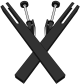 Graphic of crossed black handchimes